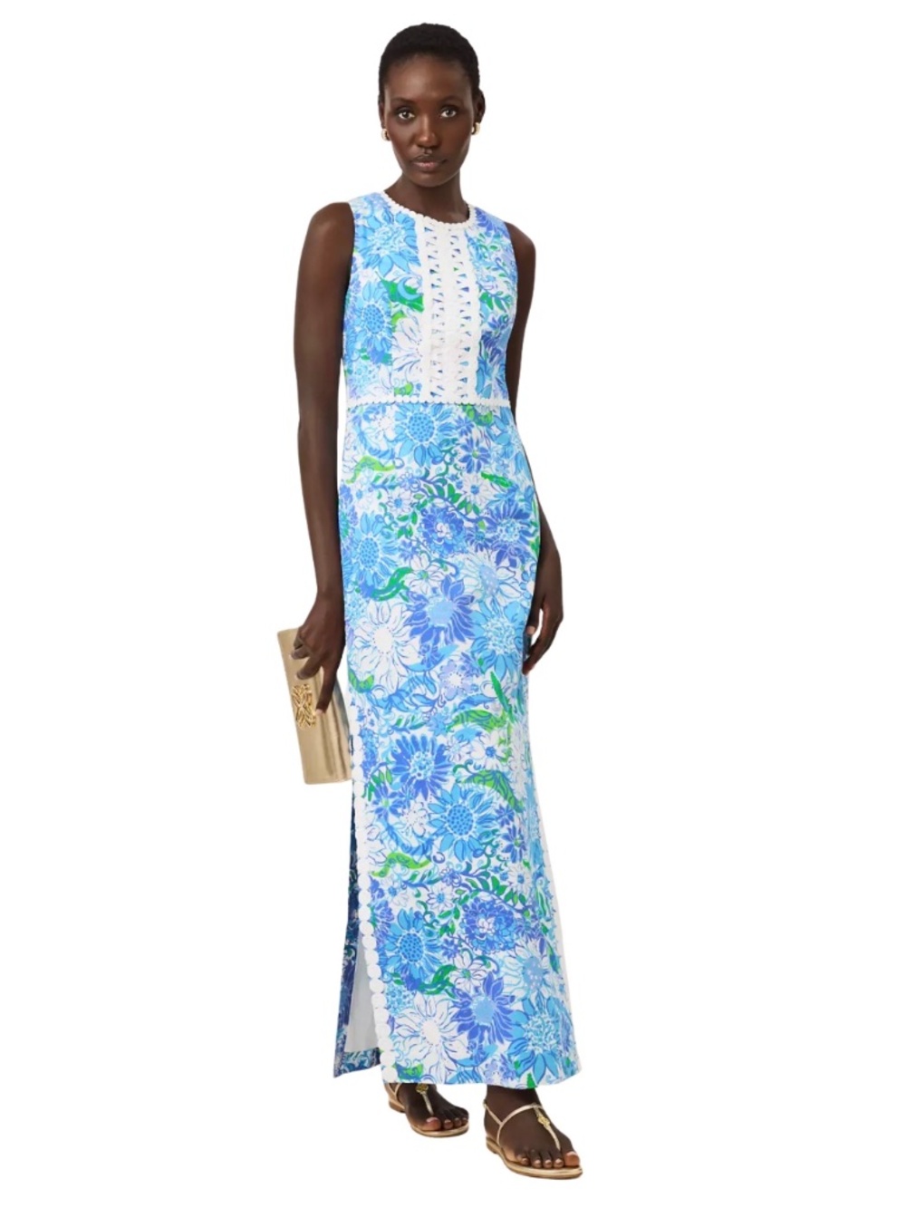 NEW Lilly Pulitzer Maxi Shift Dress "Frenchie Blue Sun's Out" $298 Size 6